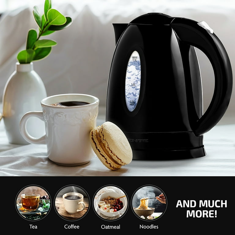 Electric Kettle, miroco 1.5L Double Wall 100% Stainless Steel BPA-Free Cool  Touch Tea Kettle, Black 