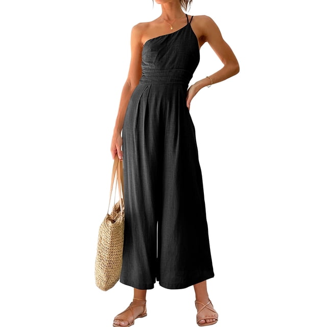 Pantalones Mono camisola sin mangas para mujer, trajes estéticos informales de cuerpo entero Kuymtek Negro T XXL para Mujer