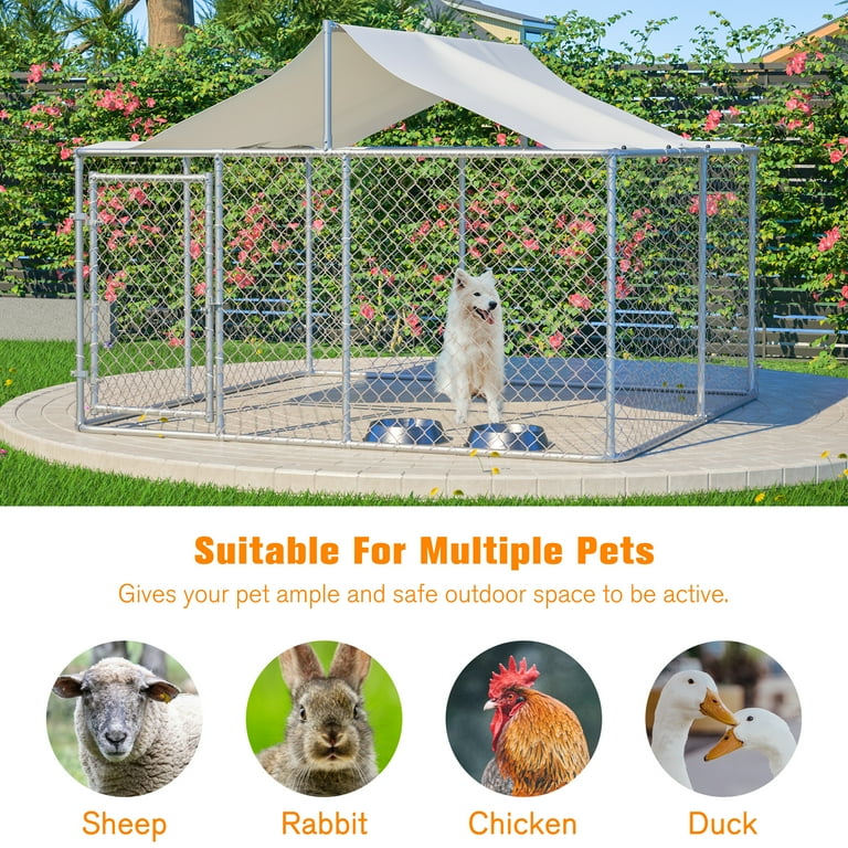 PET 7cm×5m 100cm/loop 德国小镇 LZBEITEM 7.5 x 7.5ft Covered Roof Outdoor Dog Kennel, Heavy