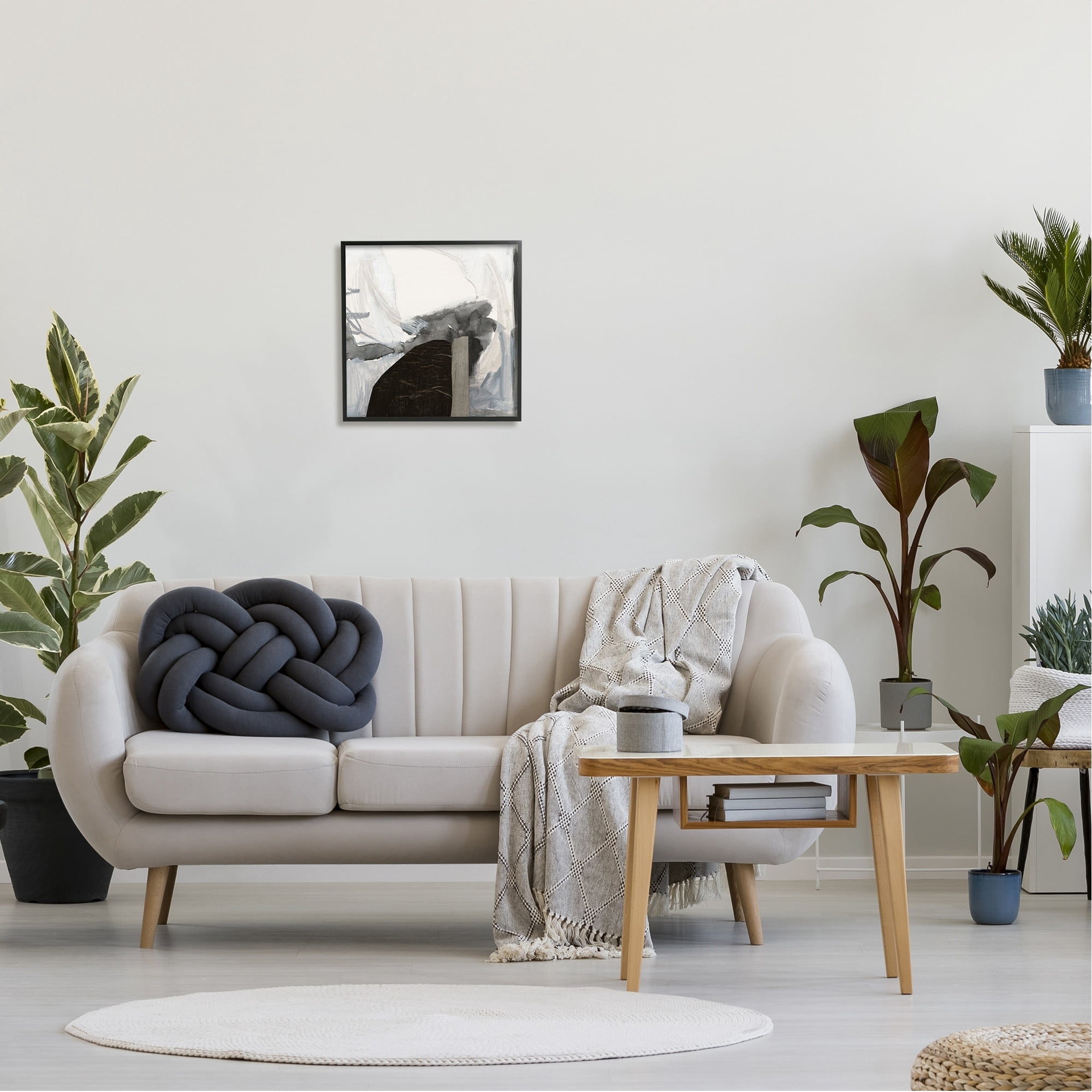Stupell Industries Curved Black Forms Scribbled Shapes Abstract Painting Painting Black Framed Art Print Wall Art, Design by Victoria Barnes