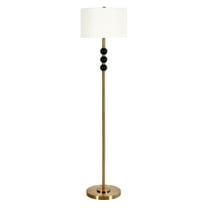Evelyn&Zoe Bernard Two-Tone Floor Lamp with Fabric Shade, Brass/Blackened Bronze/White