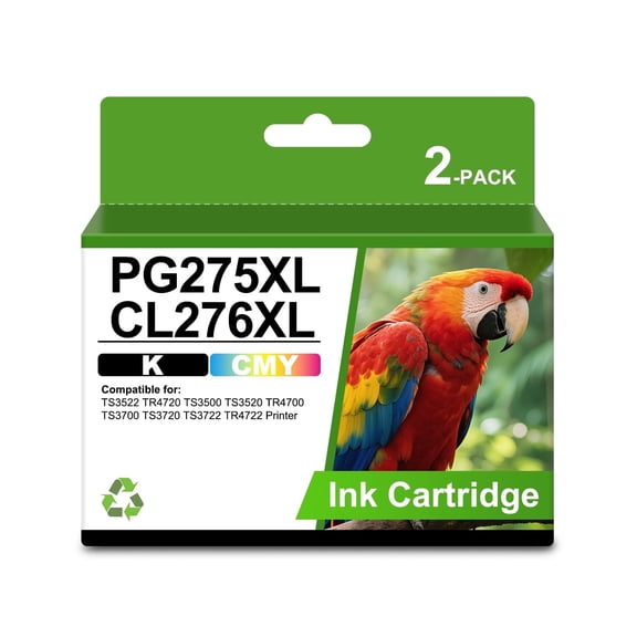 PG-275 CL-276 XL Ink Cartridge Compatible Replacement for Canon 275XL 276XL (Black & Tri-Color Combo Pack) Work for Canon PIXMA TS3722 TR4720 TR4722 TR4700 TS3522 TS3700 TS3720 TS3520 TS3500