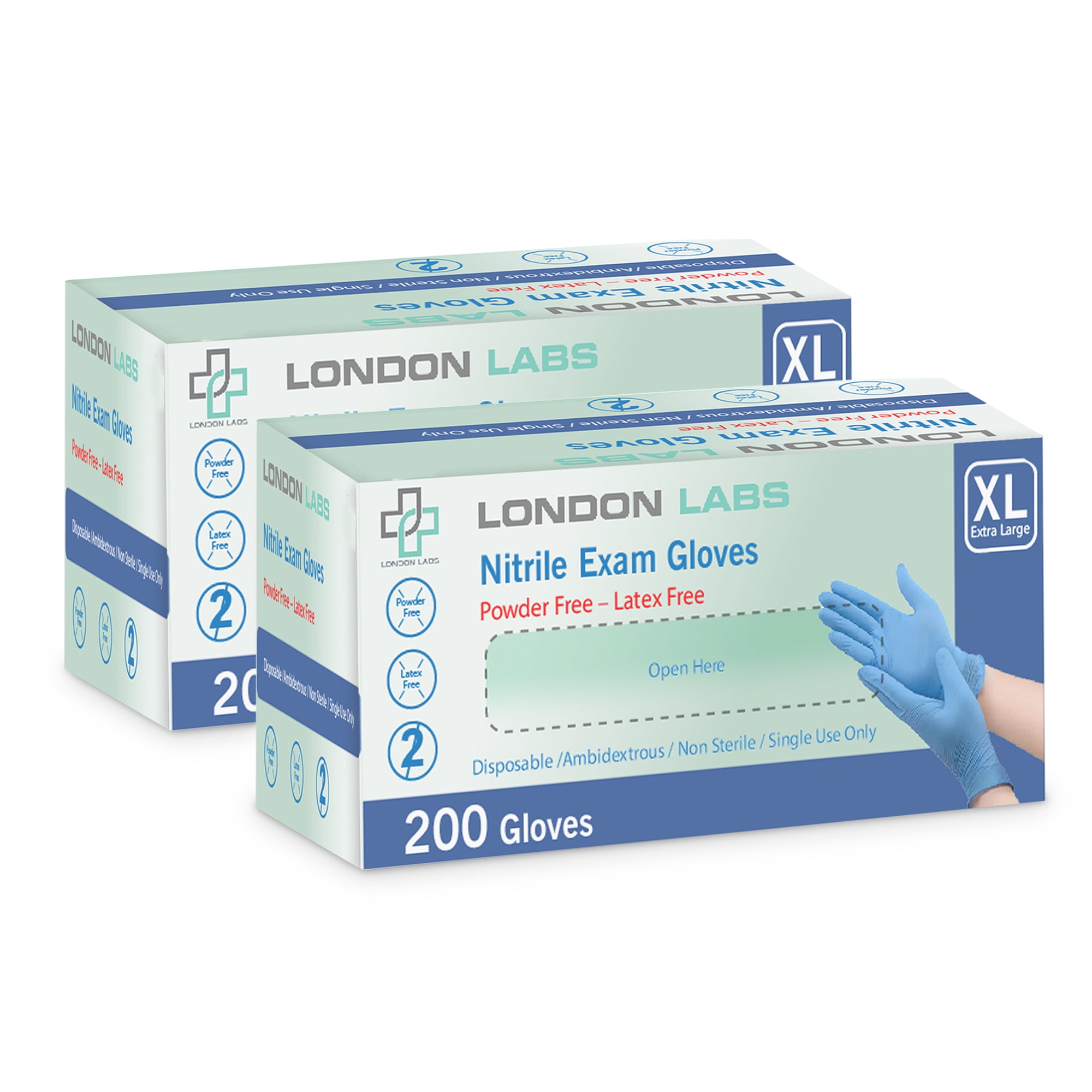 London Labs Nitrile Medical Exam Gloves 400 Count,  X Large