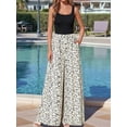 thumbnail image 4 of Jumpsuits for Women Summer One-Piece Sleeveless Boho Floral Wide Leg Romper Vacation Outfits Black& White Dots L, 4 of 9