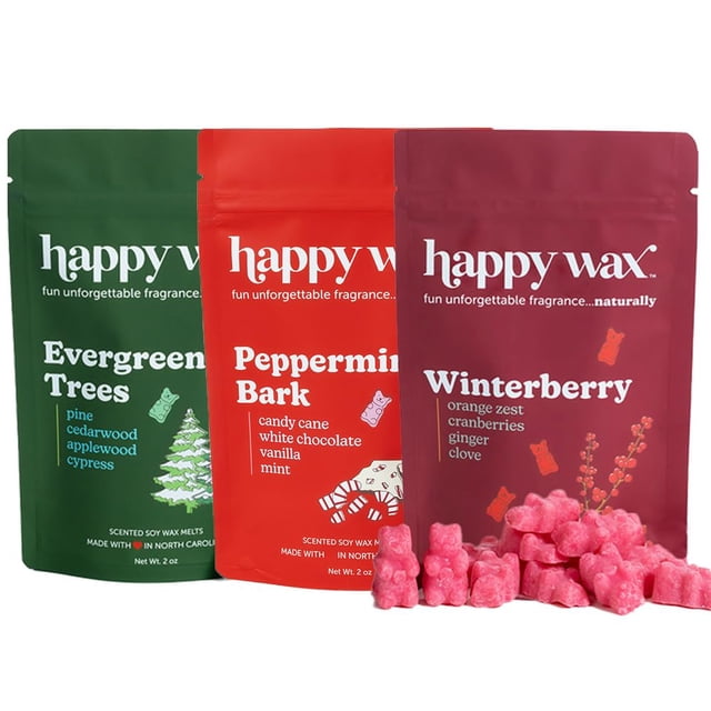 Mezcla navideña Wax Melts Happy Wax, aromatizada con soja natural, 180 ml