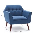 thumbnail image 2 of Linen Fabric Reading Chair with Solid Wood Legs,Upholstered Single Sofa with Diamond-Shaped Tufted Back for Living room,Bedroom & Study Room,Blue, 2 of 6