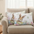 thumbnail image 2 of Easter Rabbit Pillow Covers 2 Pack Spring Floral Purple Blue Pink Green Eggs Pillowcase Waterproof Outdoor Throw Pillow Cover for Patio Balcony Rectangular Cushion 20”x12”, 2 of 9
