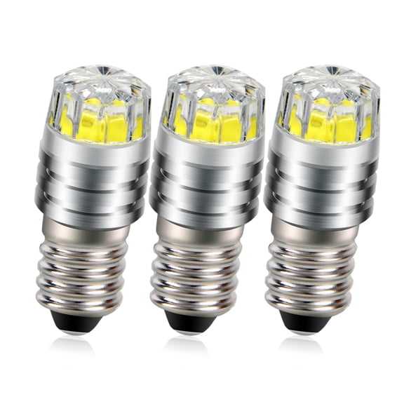 Ruiandsion E10 LED Replacement Bulb, DC 3V 0.36W 100LM 6000K Daylight White for Flashlights Camping Lanterns Miniature Lamps,3-Pack