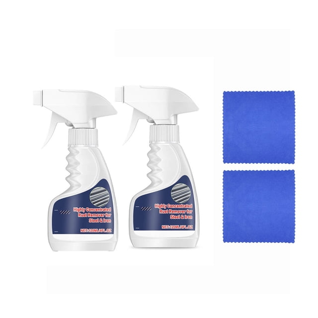 shyuyusa 2pcs 120ml Metal Rust Remover with 2pcs Soft Cleaning Towels, Efficient Derusting Formula, Mild Protection, Combined Maintenance Set for Hardware Metal Surface Renovation