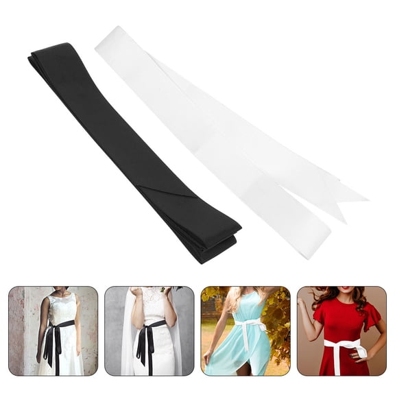 GAXIRE 2Pcs Bridal Satin Ribbon Sash Belt for Dresses Soft Satin Material with DIY Bow Design