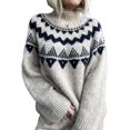 thumbnail image 1 of Suéter de Mujer Vintage de Cuello Redondo y Larga de Punto Grueso para Otoño e Invierno Gris M, 1 of 9