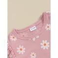 thumbnail image 6 of Niusricy Kids Little Girl Summer Clothes Set 12M 18M 2T 3T 4T 5T Toddler Short Sleeve T-shirt Floral Print Crew Neck Tops with Bell-Bottom Pants Infante Sweet 2 Pcs Outfit for Daily Vacation, 6 of 8