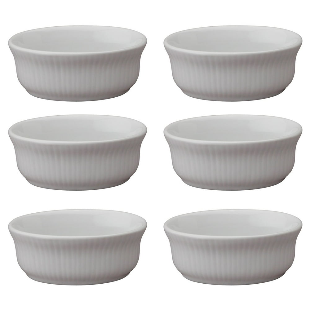 HIC Porcelain Oval Ramekin 3ounce, 3.5inch, Set of 6
