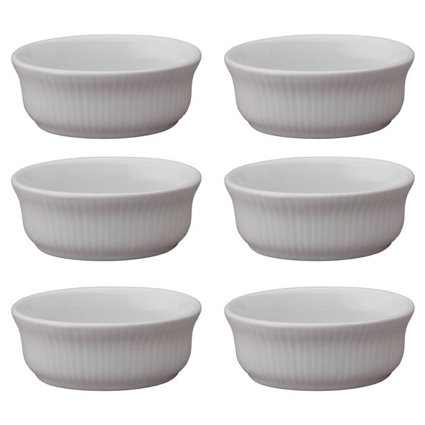 HIC Porcelain Oval Ramekin 3ounce, 3.5inch, Set of 6