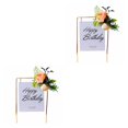 thumbnail image 2 of Adornos acrílicos Para pastel Naiovety Feliz Cumpleaños Flores Rosas Decoración Blanco Cuadrado 2Conjunto, 2 of 6