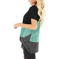 thumbnail image 3 of TEMOFON Summer Tops for Women Casual Short Sleeve Tops Trendy Crew Neck Twist Knot T Shirts Color Block Green T Shirts Size XL, 3 of 4
