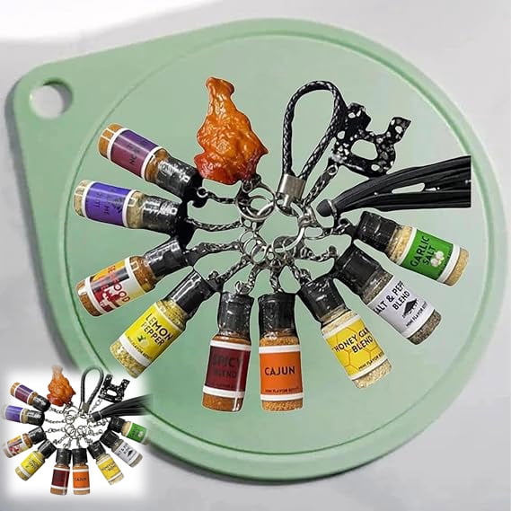 Mini Seasoning Bottles Keychain, 2026 New Upgrade Mini Flavor Keys, Leak-Proof Design, 10 Pcs Spice Keys for Foodies, BBQ, Travel (2Set)