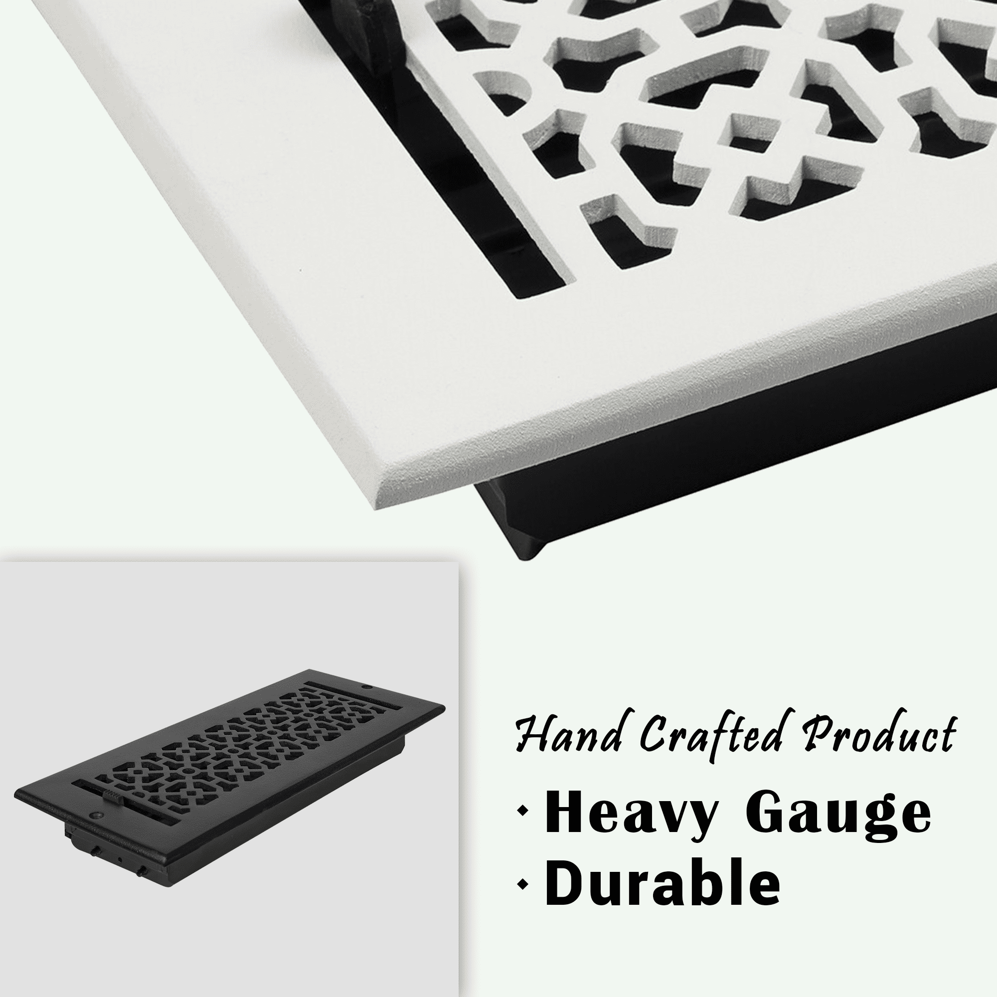 Achtek Air Supply Vent 4"x 12" Duct Opening (Overall 5-1/2"x 13-3/4") Solid Cast Aluminum Register Cover | Powder Coated
