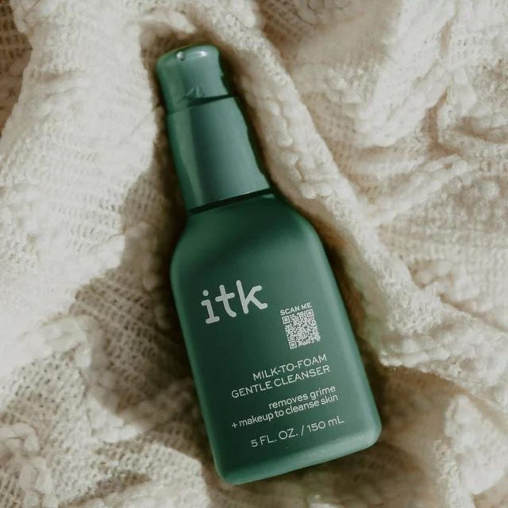 ITK Milk-to-Foam Gentle Cleanser, 5 oz + Blemish Treatment Mist for Acne Prone Skin, 3.3 oz (Variety Pack)