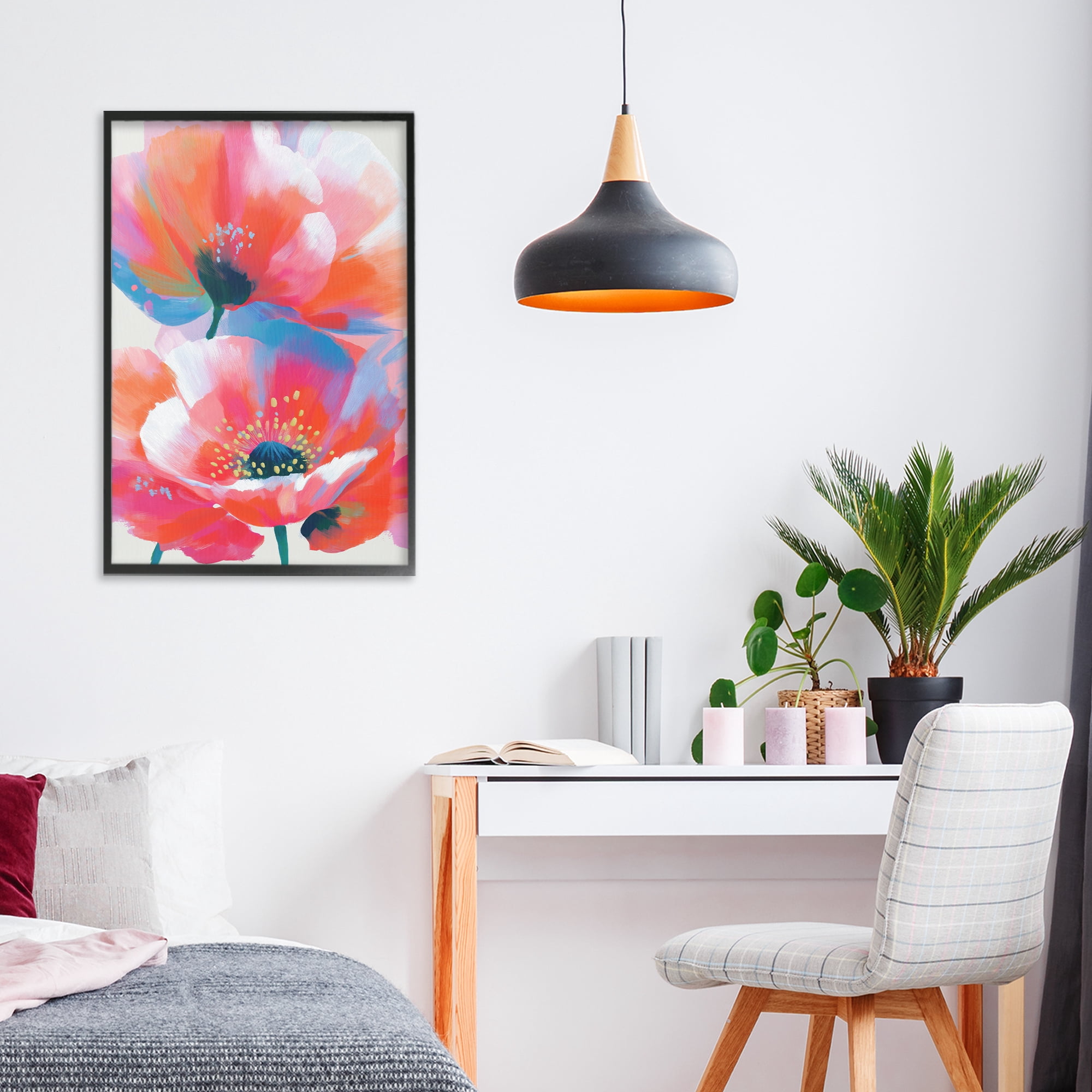 Stupell Industries Poppies in Soft Light Black Framed Giclee Art, design by Chromatic Storm Studio