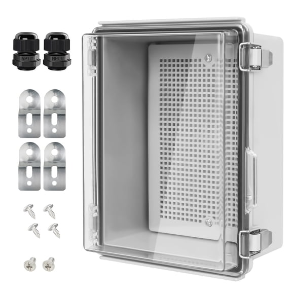 LeMotech ABS Junction Box Hinged Clear Cover Stainless Steel Latch IP67 Waterproof Enclosure with Mounting Plate Wall Bracket for Electrica