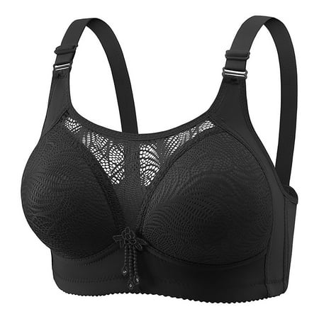 HYSYSB Sports Bras for Women balconette Bras bras No Underwire Full Support compression Bra the Non Ring Bra Underwear Side of the Back to the Light Bra plus Size Sports Bra Black 44