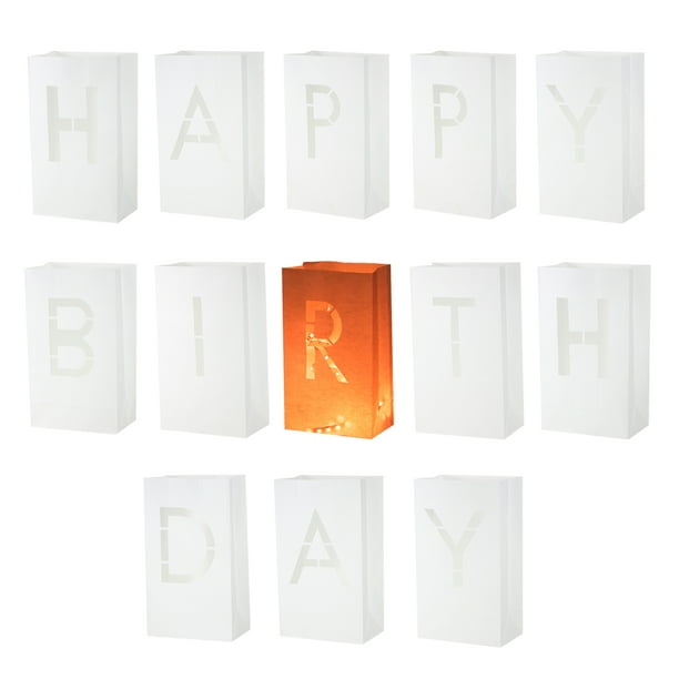 Bolsas Luminares de Papel Blanca, Bolsa de Velas Resistentes al Fuego para Celebración de Cumpleaños