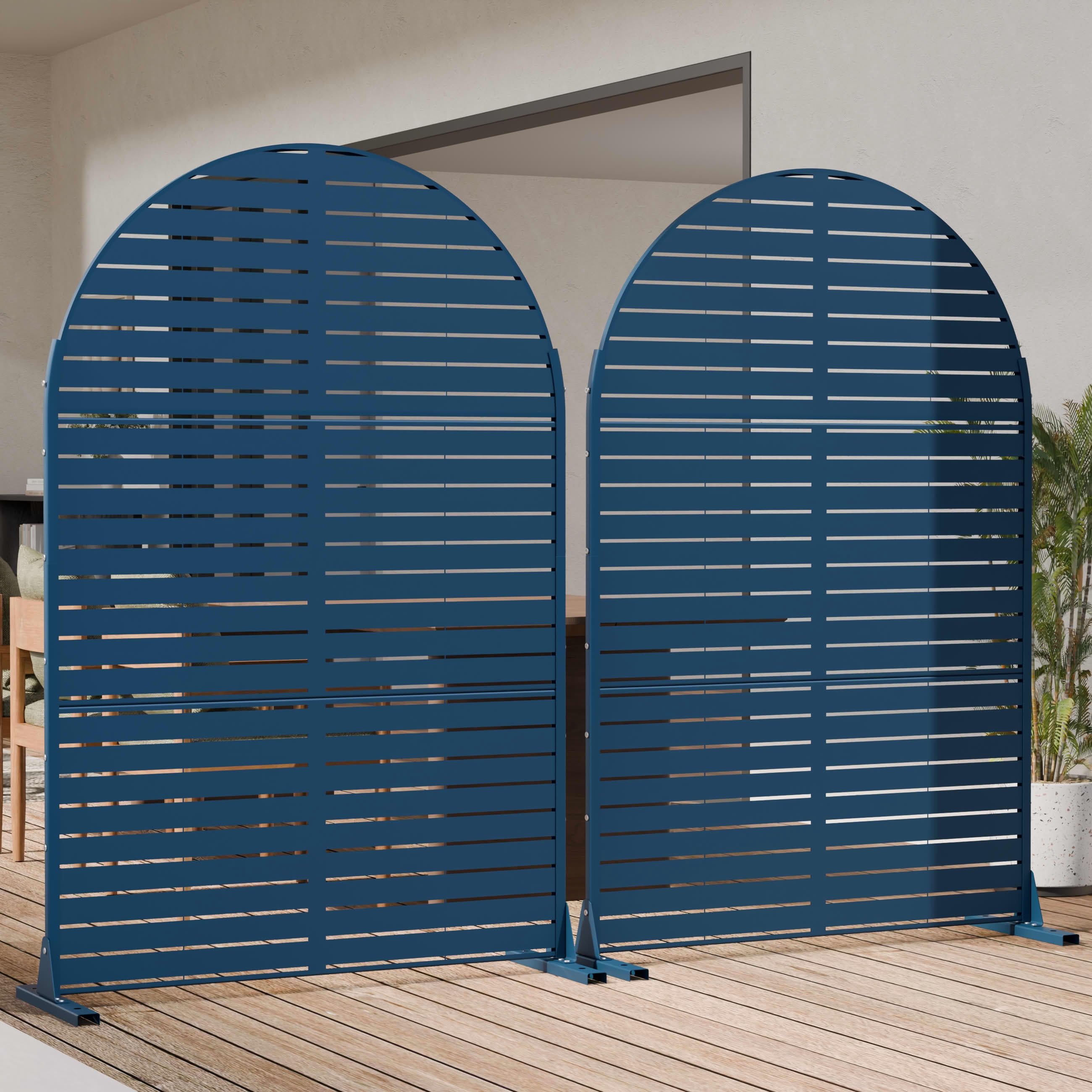 MAYEERTY Outdoor Metal Privacy Screen 6ft × 4ft Starry Night Blue, 3-Panel Classic Louvered, Weatherproof for Patio