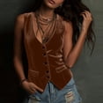thumbnail image 5 of Zynoxe Vest Tops for Women 2026 Velvet Sleeveless V Neck Button down Fitted Waistcoat with Pockets Solid Color Casual Party Daily Summer Vest, 5 of 7