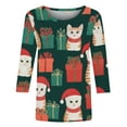 thumbnail image 5 of Oksale Funny Cats Printing Tops for Women Lightweight 3/4 Sleeve Shirts Casual Crewneck T Blouses Christmas Blouse Plus Size Soft Cozy Shirt 2025 Red S, 5 of 7