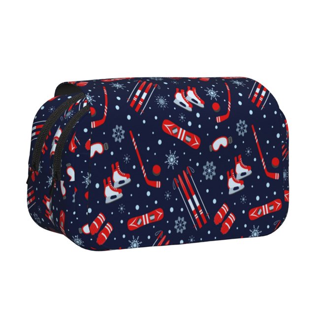 Easygdp Winter Sports Fun Pattern para Estuche de Lápices con Tapa Flip, Suministros de Oficina y Universidad para Adolescentes y Adultos