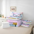 thumbnail image 5 of Feelyou Blue Pink Butterfly Twin Bedding Sets 7-Piece, Dreamy Cartoon Animal Bedding Comforter Set, Romantic Rose Flower Sheet Sets, Lightweight Room Decor, 5 of 7