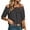 Black, variant on Womens Striped off Shoulder Tops Summer Casual Elastic Puff Short Sleeve Blouses Printed Vacation Shirts Gray-A