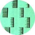 thumbnail image 1 of Ahgly Company Machine Washable Indoor Round Solid Turquoise Blue Modern Area Rugs, 7' Round, 1 of 4