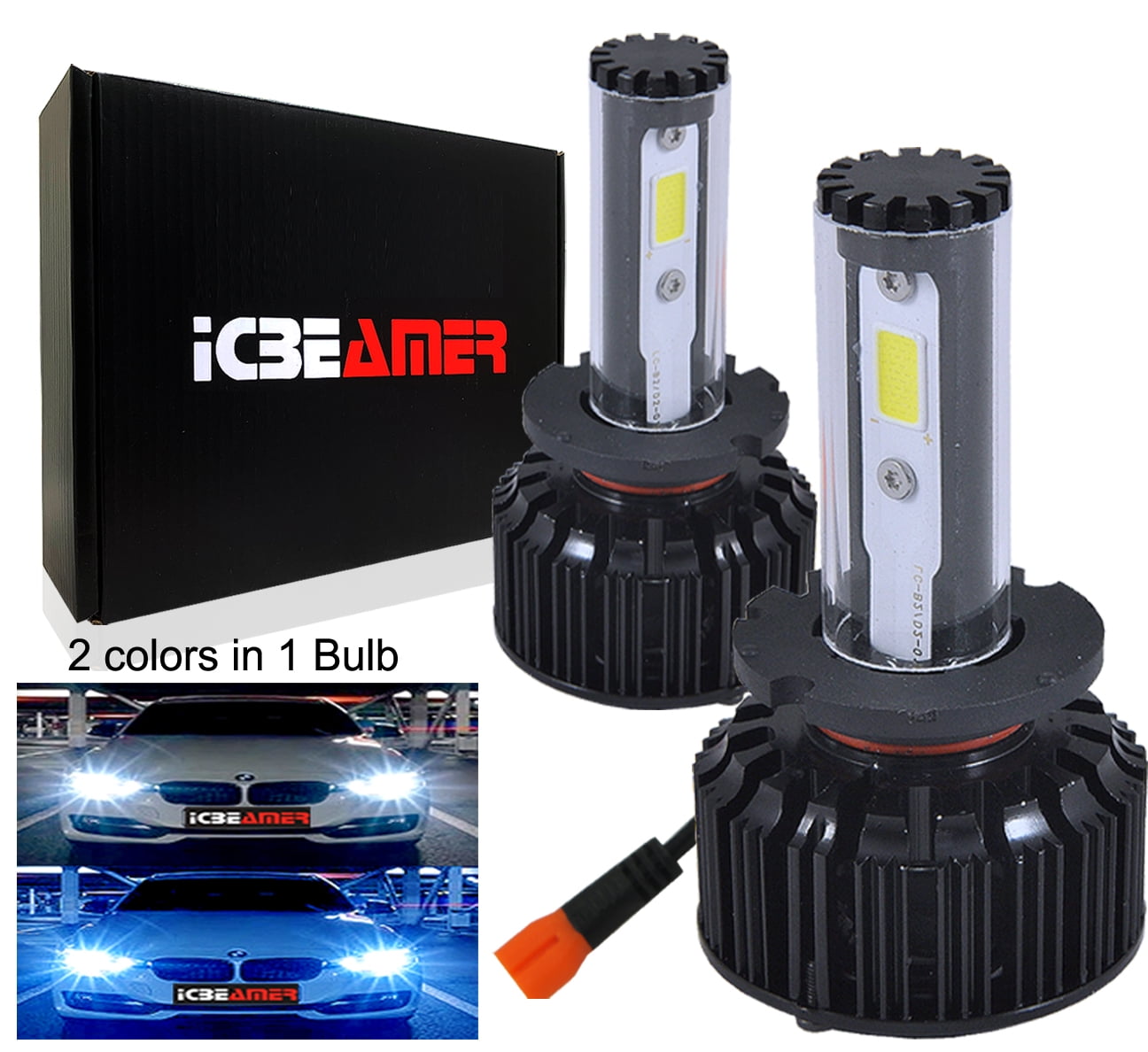 COB LED Kit 72W 9003 HB2 H4 10000K Blue Dual Bulbs Head Light High Low Beam