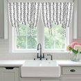 thumbnail image 4 of Black Spring Leaves Balloon Curtains for Living Room/French Door, Pastoral Botanical Striped Flowers Tie Up Curtains 63 Inch Length Energy Saving Kitchen Curtains Shades for Windows 42"x63", 4 of 8