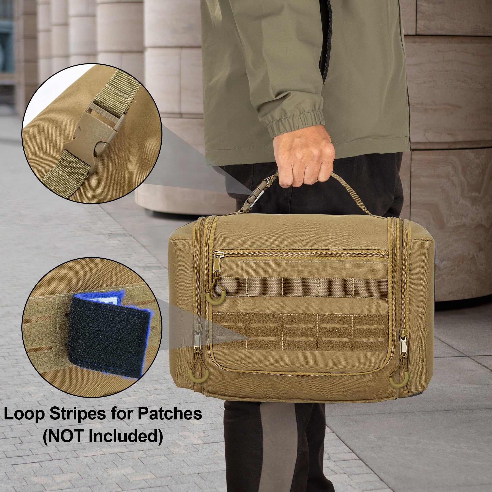 Toiletry Travel Bag For Men  Hanging Dopp Kit Hygiene Shower Organizer With Hook Toiletries And Shaving Care Khaki (empty Bag)