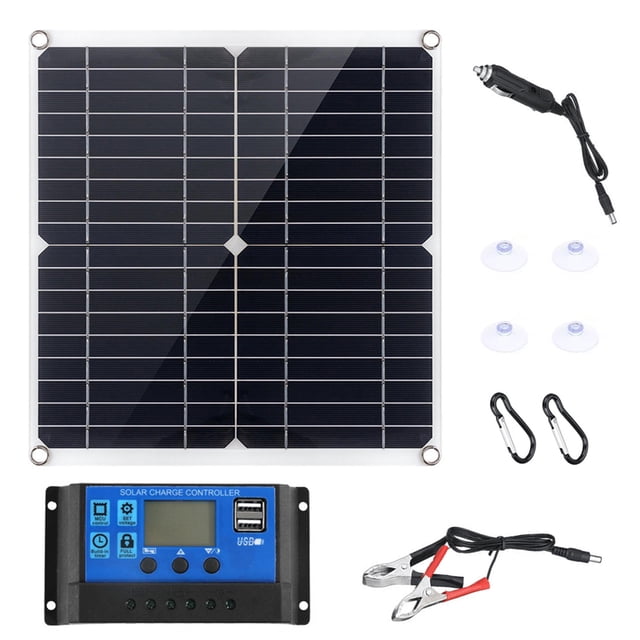 Zootealy Portable 20W Solar Panel Kit with 50A Controller for 12V Power Supply - Ideal for Charging Phones, Cars, Boats, and RVs