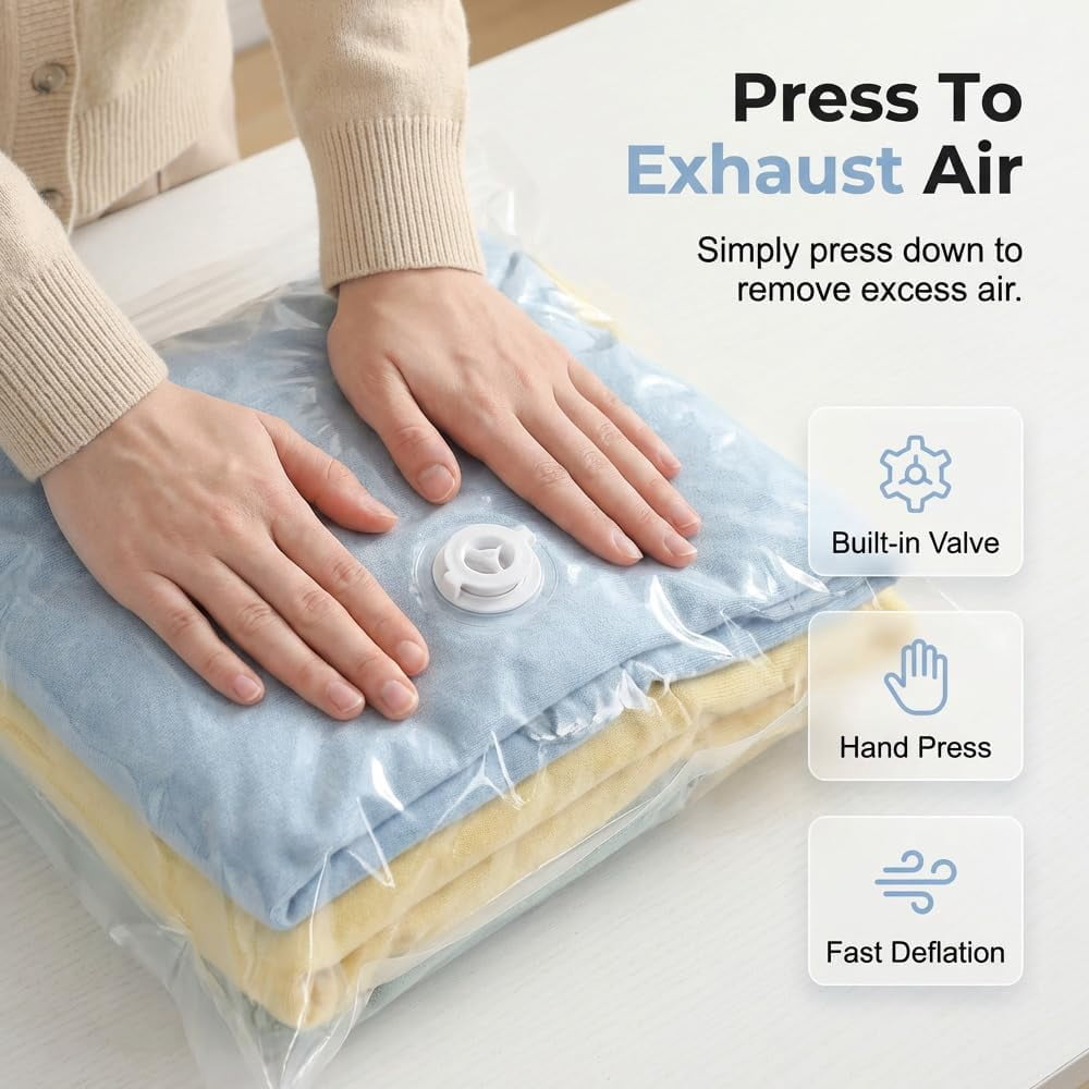 Extra Large Vacuum Storage Bag, Cube Vacuum Seal Bags for Comforters Blankets Bedding Clothing, Space Saver Closet Storage Bags Waterproof Reusable (S+M)