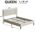 thumbnail image 5 of 4 Ever Winner Queen Size Bed Frame, Upholstered Platform Bed with Headboard, Button Tufted Headboard, White, 5 of 7