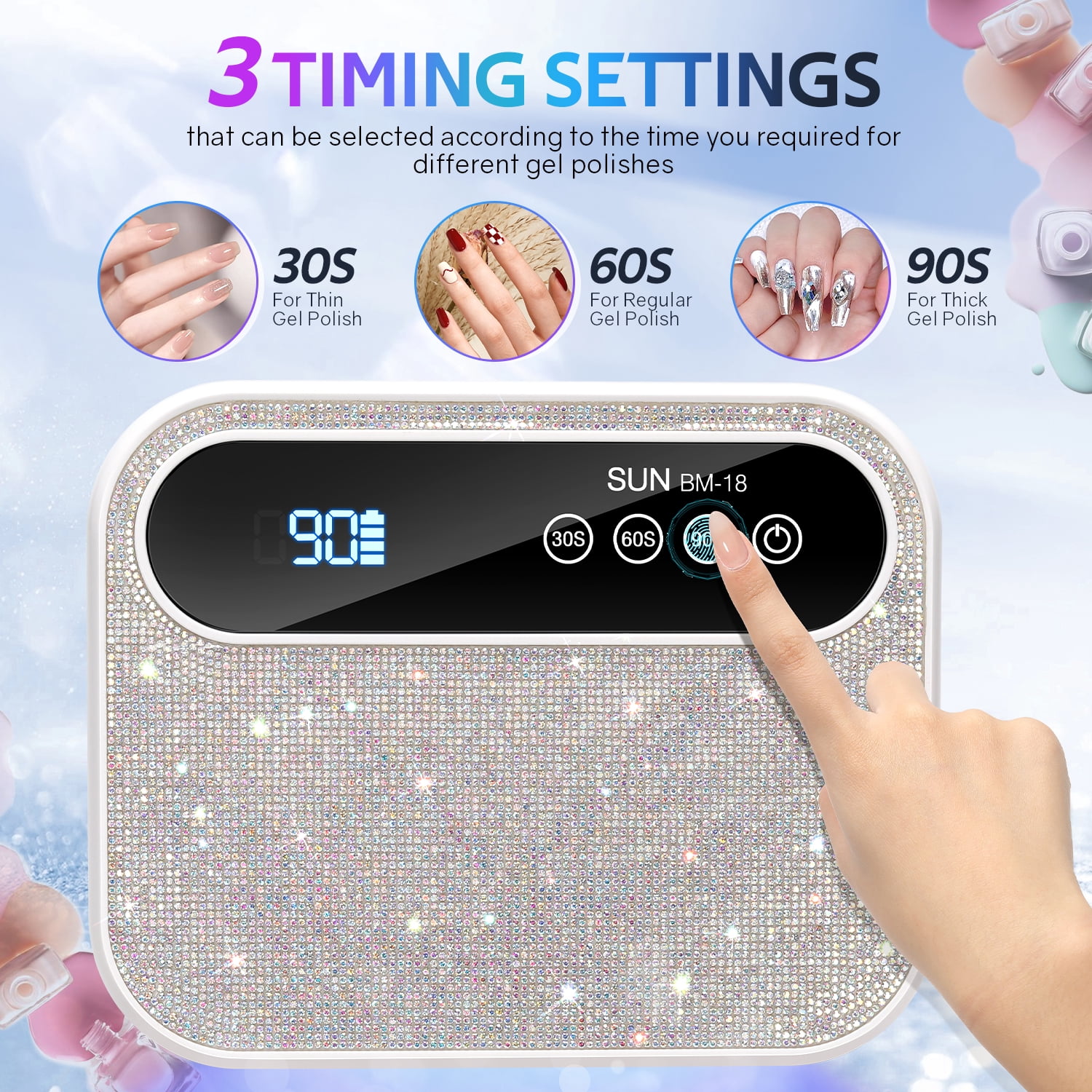 Rechargeable UV LED Nail Lamp 168W with 42 LEDs – PRYZUNA Cordless Gel Nail Dryer with Smart Sensor & Timers for Manicure & Pedicure
