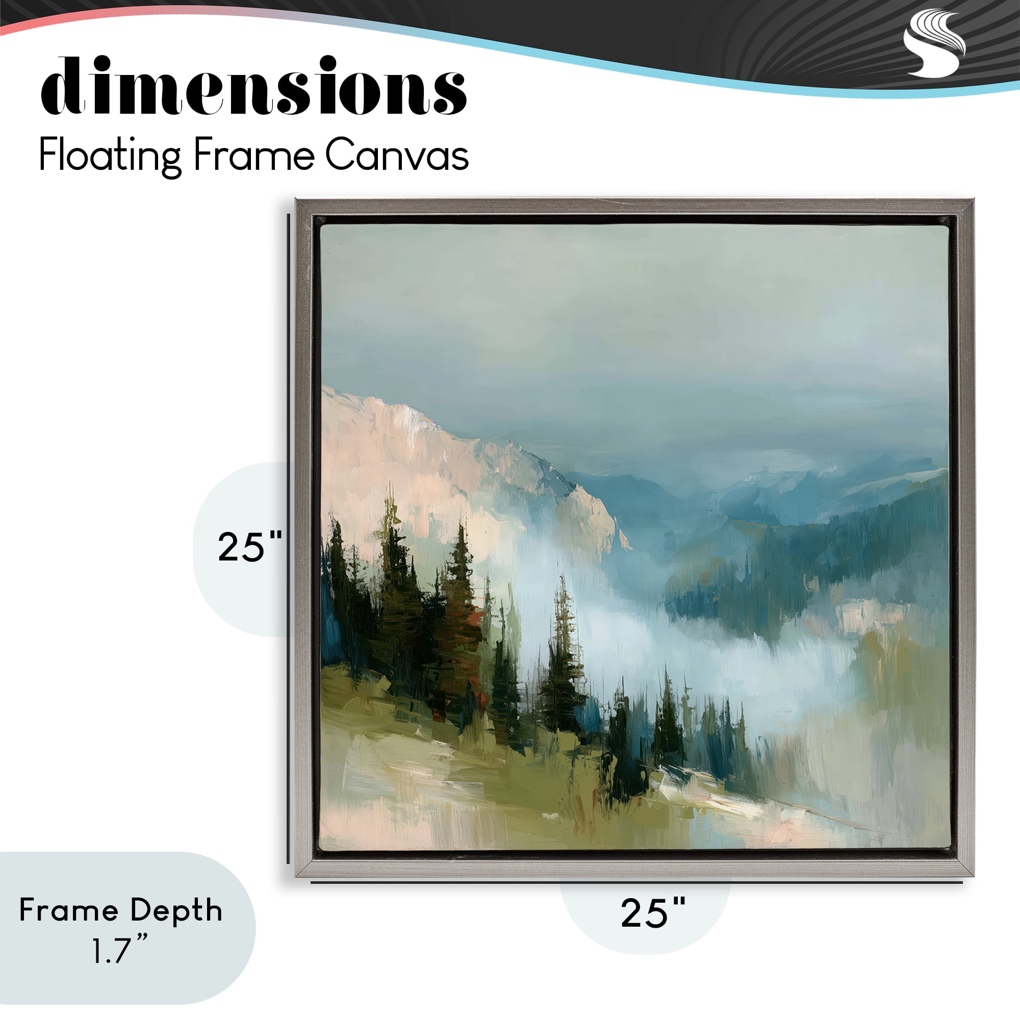 Stupell Industries Mountain Forest Impression Gray Framed Floater Canvas Wall Art, design by Kim Curinga