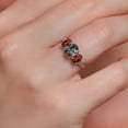 thumbnail image 4 of Gem Stone King 10K White Gold Green Mystic Topaz Red Garnet and White Lab Grown Diamond 3 Stone Engagement Ring for Women (2.76 Cttw, Gemstone Birthstone, Size 9), 4 of 5