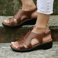 thumbnail image 6 of Kukoosong Comfy Women Sandals Summer Slippers Casual Shoes Roman Fish Mouth Casual Wedges Sandals Wedge Sandals Brown 40, 6 of 9