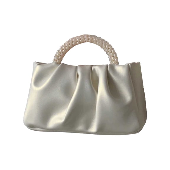 HGIEYS Pleated Clutch Purses for Women Soft Leather Evening Bag Pearl Handbags for Wedding Bridal Party Prom | Soft Leather