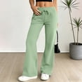 thumbnail image 2 of Wutalume Women's Elastic Drawstring Yoga Sweatpants - Flared Loose Trousers for Outdoor Exercise, Comfy Casual Pants,Light Green XL, 2 of 7