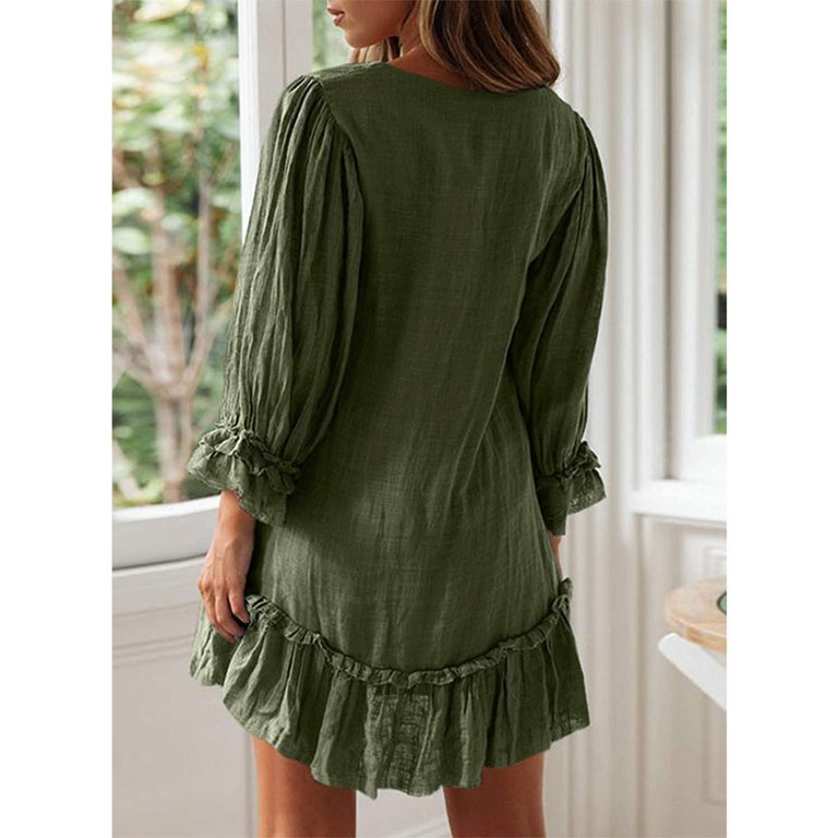 green mini dress flowy Toperth Green Halter Flowy Skirt Mini Dress Toperth