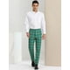 thumbnail image 3 of Pantalones a cuadros para hombre, informales, de corte regular, con frente plano, elásticos, a cuadros Verde amarillo S, 3 of 6