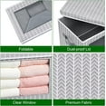 thumbnail image 6 of Homsorout Storage Bins with Lids, Fabric Cube Storage Organizer Bins with Clear Window, Foldable Storage Baskets, Closet Organizers and Storage Boxs for Cloth, Toys, Books, DVDs, 3 Pcs, Stripe, 6 of 6