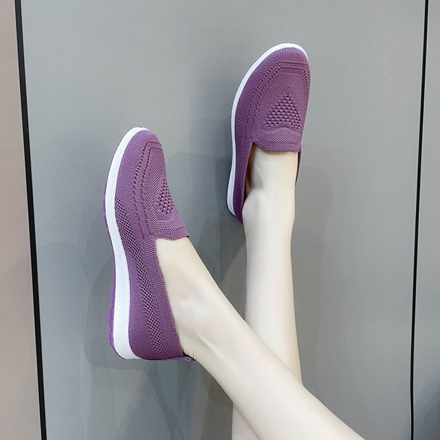 Zapatillas de deporte de verano para mujer, zapatos planos sin cordones, mocasines informales para mujer, zapatos para caminar para mujer, zapatos planos de fondo suave de malla para exteriores 202235 Gao Jinjia LED